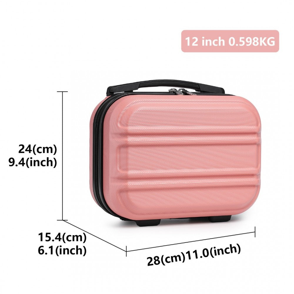 K1871-1L - KONO 12 INCH LIGHTWEIGHT HARD SHELL ABS VANITY CASE - NUDE