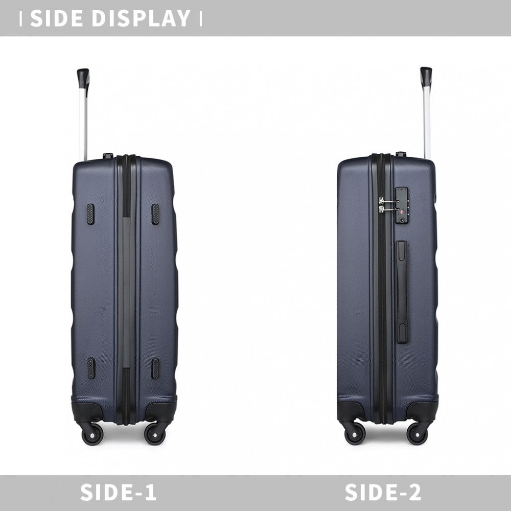 K2191L - KONO 28 INCH CHECK IN LUGGAGE - STREAMLINED ABS HARDSHELL SUITCASE WITH SECURE TSA LOCK - NAVY