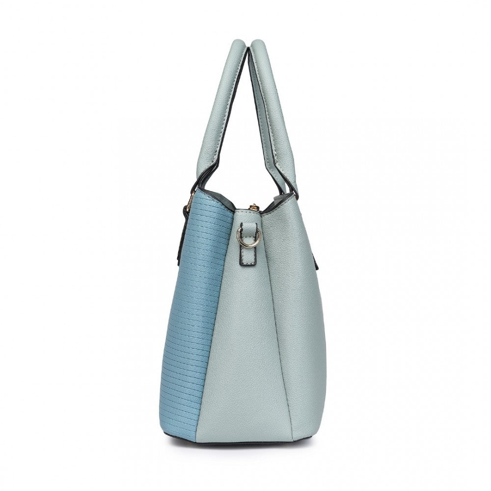 LT2352 - MISS LULU MODERN ELEGANCE PU LEATHER LADY'S TOTE - BLUE