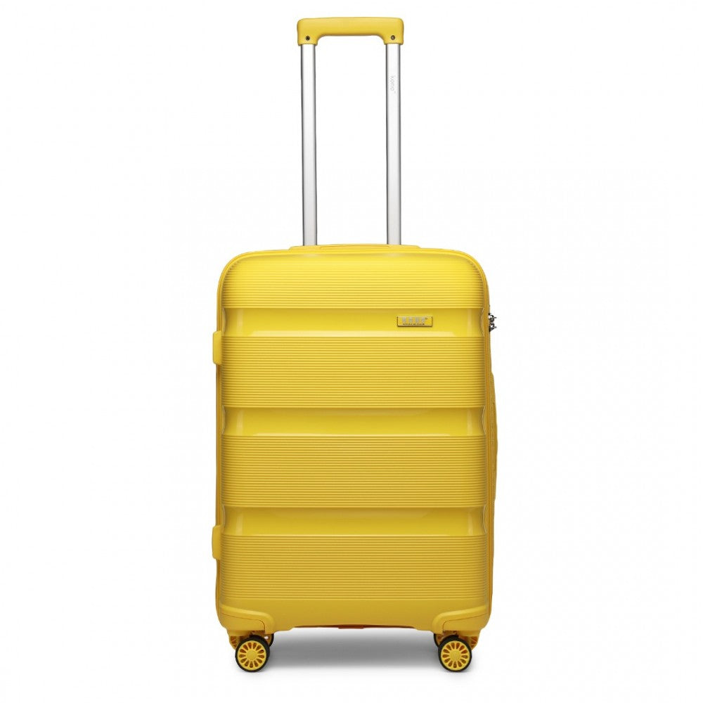 K2092L - KONO 24 INCH BRIGHT HARD SHELL PP SUITCASE - CLASSIC COLLECTION - YELLOW