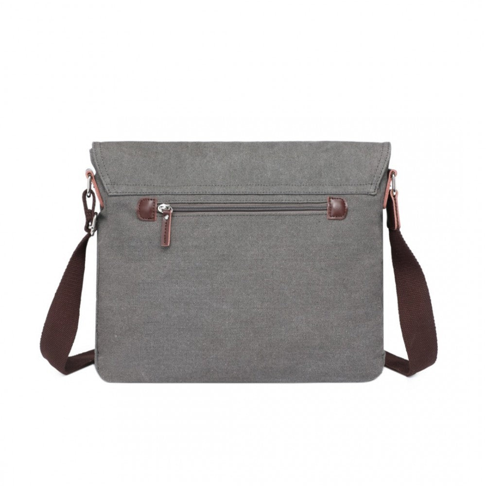 MSK2421 - KONO DURABLE CANVAS CROSSBODY BAG WITH VELCRO FLAP CLOSURE FOR EVERYDAY USE - GREY