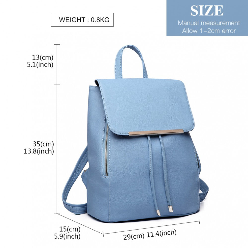 E1669 - MISS LULU FAUX LEATHER STYLISH FASHION BACKPACK - LIGHT BLUE