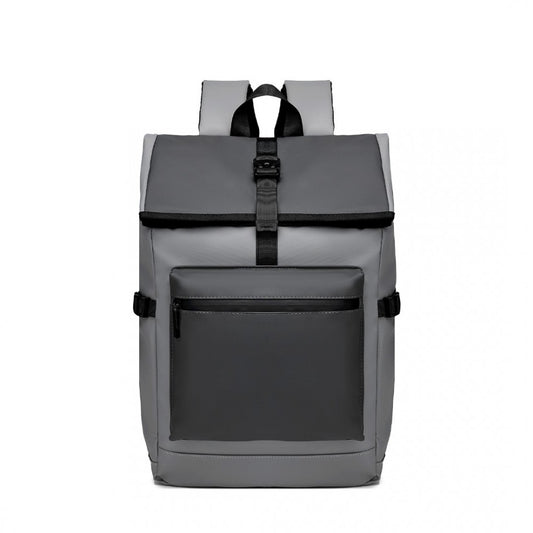 E2330 - KONO DURABLE PVC COATED WATER-RESISTANT STYLISH BACKPACK - BLACK