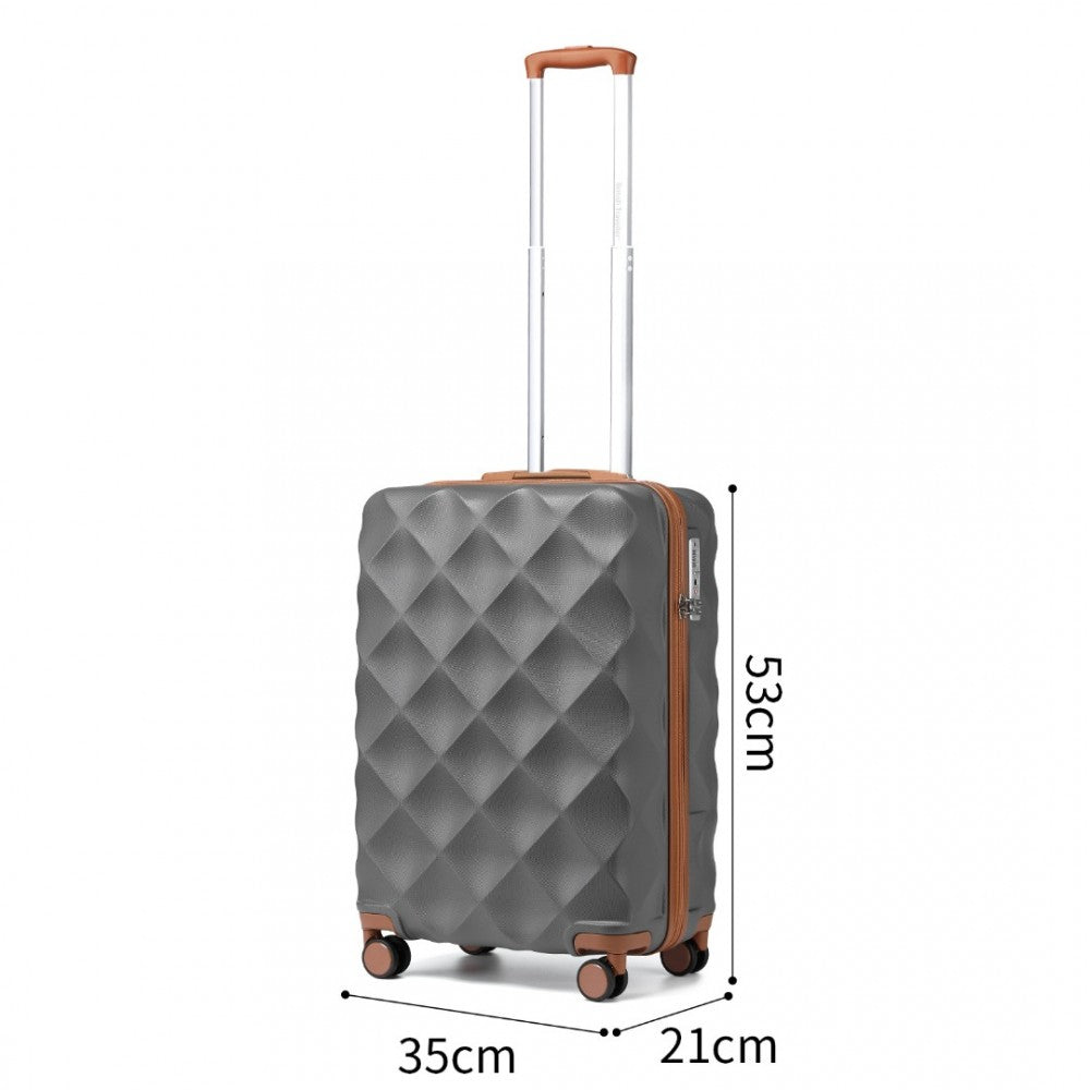 K2395L - SET DE VALIZE BRITANIC TRAVELLER ULTRALIGHT DIN ABS ȘI POLICARBONAT CU DIAMANTE BUMPY 3 PCS CU ÎNCHIDERE TSA - GRI ȘI MARO