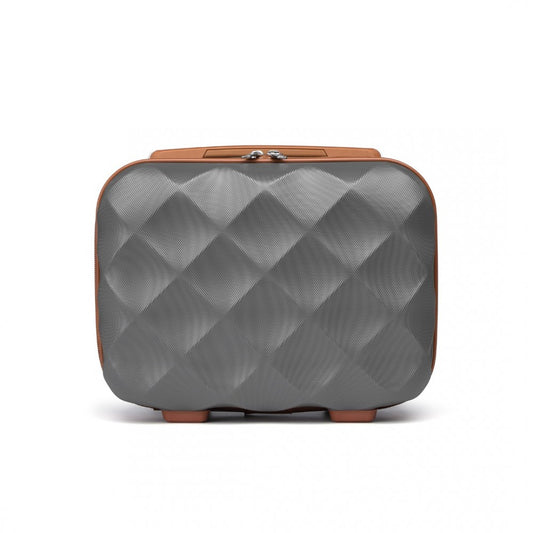 K2395L - BRITISH TRAVELLER 13 INCH ULTRALIGHT ABS AND POLYCARBONATE VANITY CASE - GREY AND BROWN