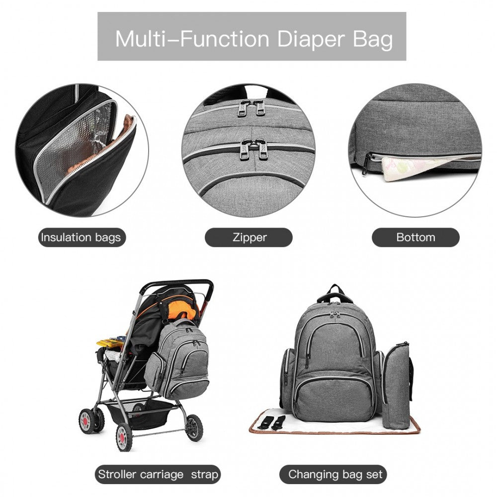 E6706 - KONO LARGE CAPACITY MULTI FUNCTION BABY DIAPER BACKPACK - GREY