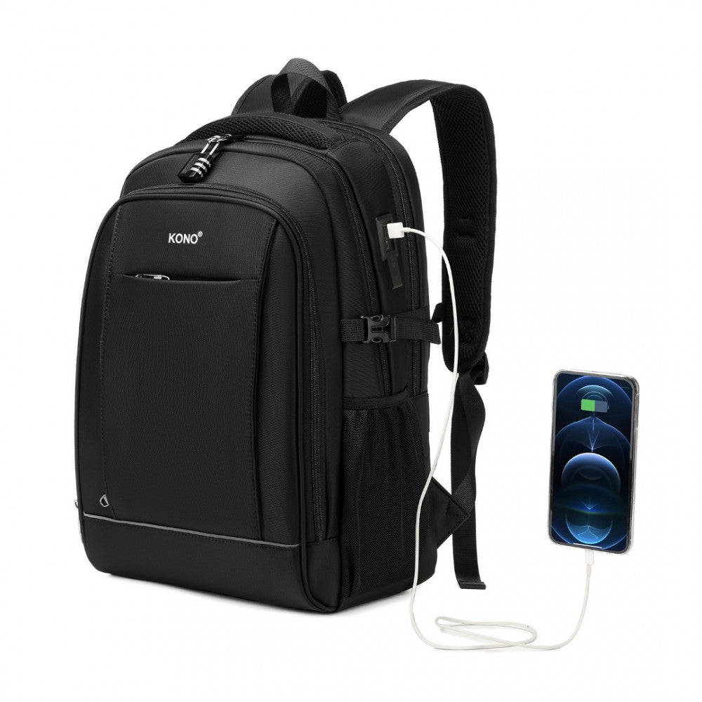 EM2130 - KONO FUNCTIONAL TRAVEL BACKPACK WITH USB CHARGING PORT - GREY