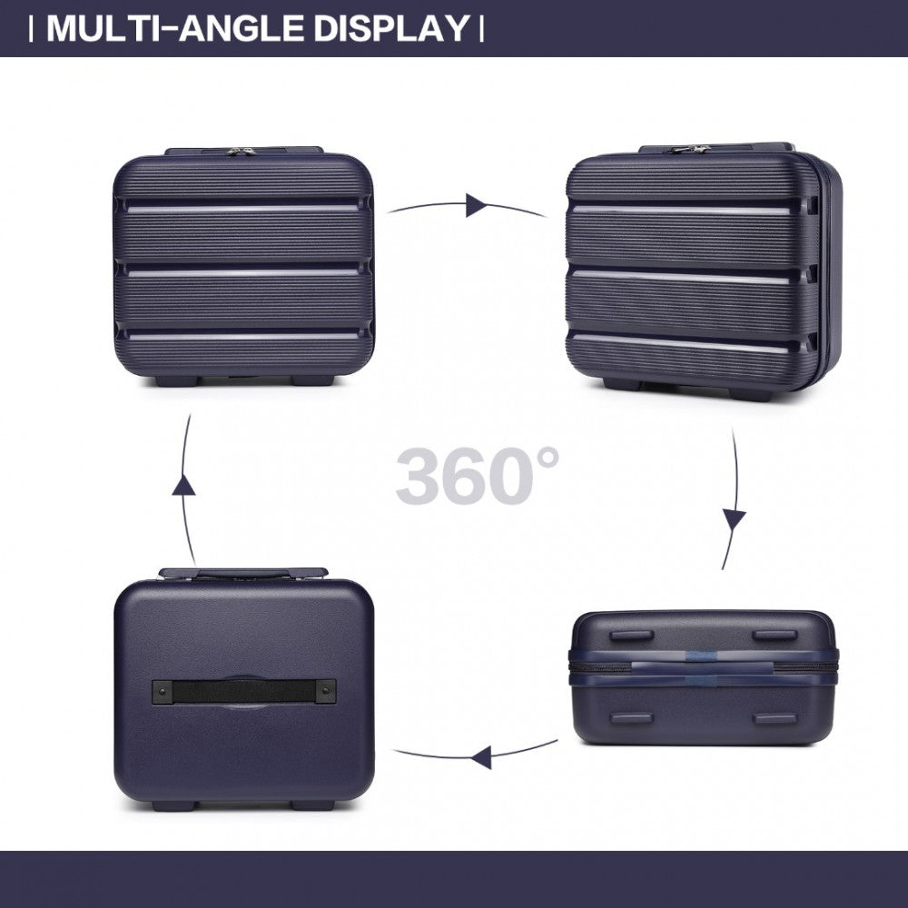 K2092L - KONO BRIGHT HARD SHELL PP SUITCASE WITH TSA LOCK AND VANITY CASE 4 PIECES SET - CLASSIC COLLECTION - NAVY