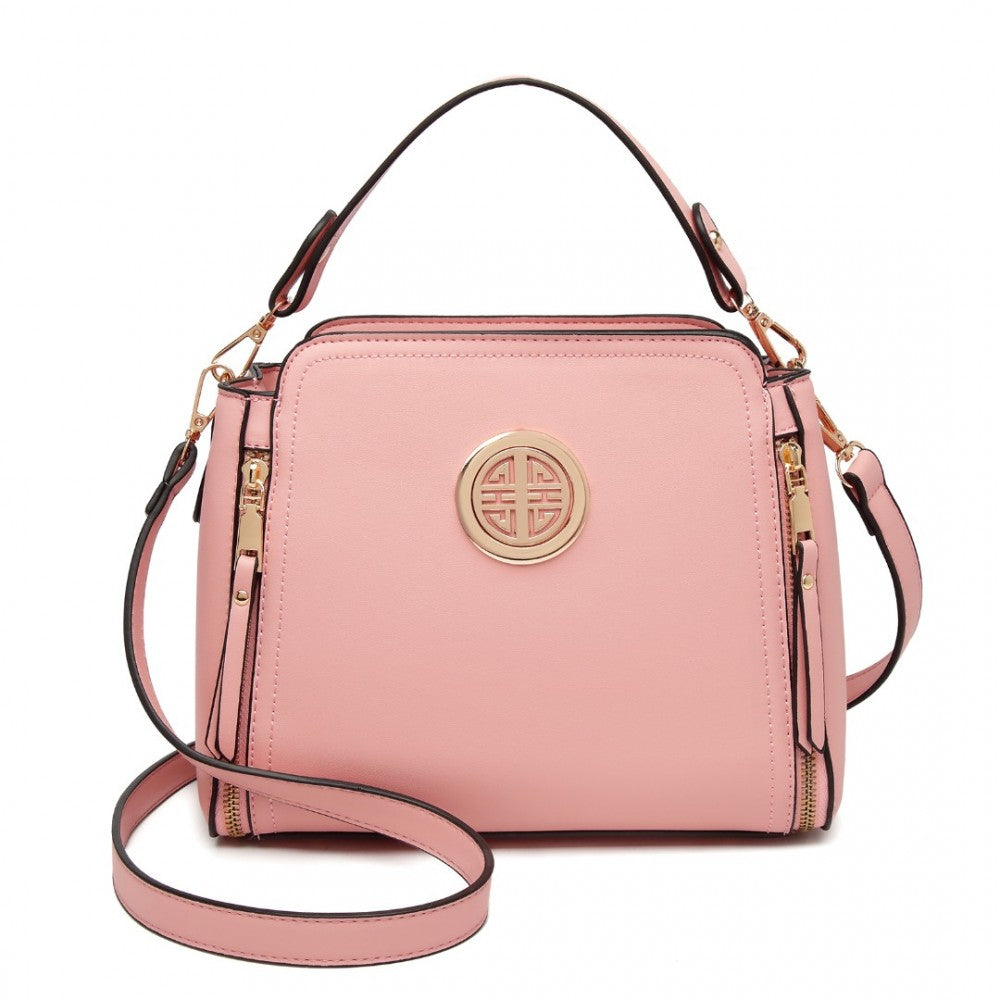 LB2126 - MISS LULU LEATHER LOOK PRACTICAL CROSSBODY BAG - PINK