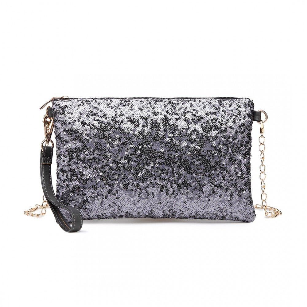 LH1765 - MISS LULU SEQUINS CLUTCH EVENING BAG - GREY