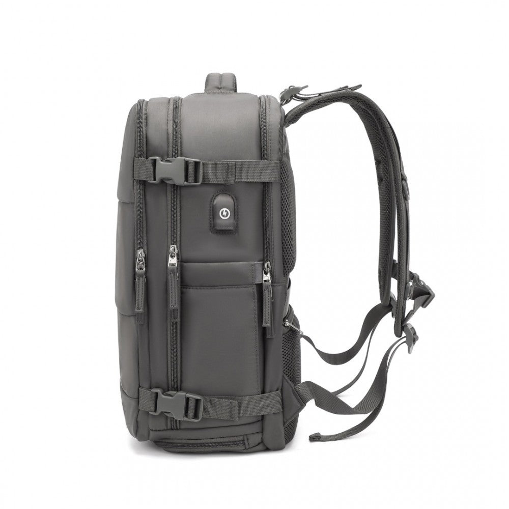 EQ2344 - KONO MULTI-FUNCTIONAL BREATHABLE TRAVEL BACKPACK WITH USB CHARGING PORT AND SEPARATE SHOE COMPARTMENT - GREY