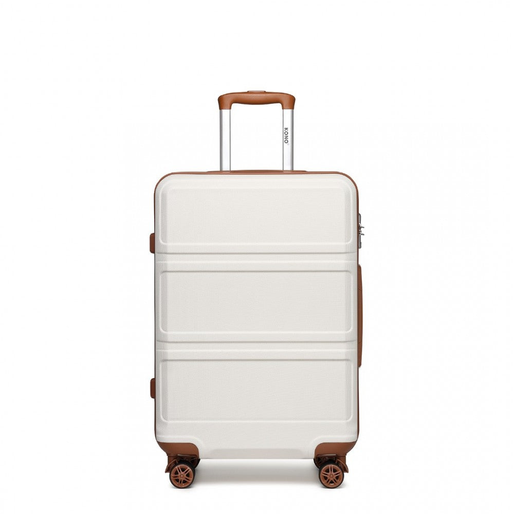 K1871-1L - KONO ABS 24 INCH SCULPTED HORIZONTAL DESIGN SUITCASE - CREAM