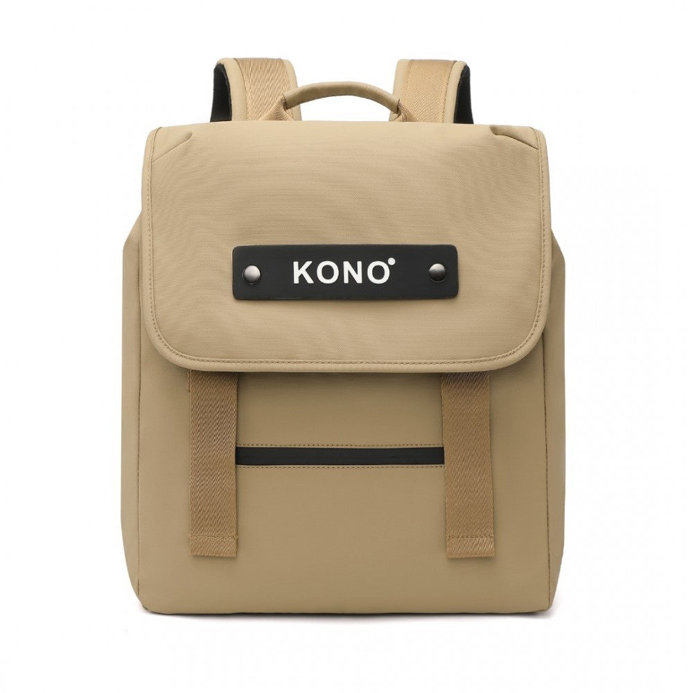 EQ2327 - KONO PVC COATED WATER-RESISTANT STREAMLINED AND INNOVATIVE FLAP BACKPACK - KHAKI