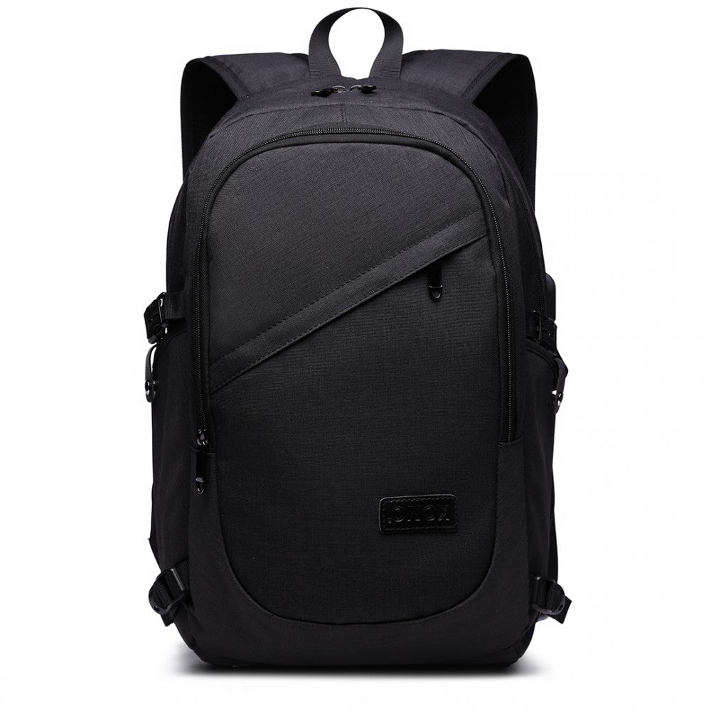 E6715 - KONO BUSINESS LAPTOP BACKPACK WITH USB CHARGING PORT - BLACK