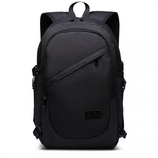 E6715 - KONO BUSINESS LAPTOP BACKPACK WITH USB CHARGING PORT - BLACK