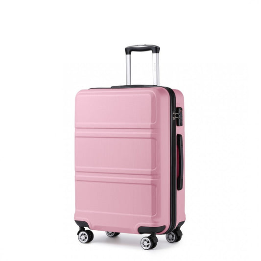 K1871-1L - KONO ABS 28 INCH SCULPTED HORIZONTAL DESIGN SUITCASE - PINK