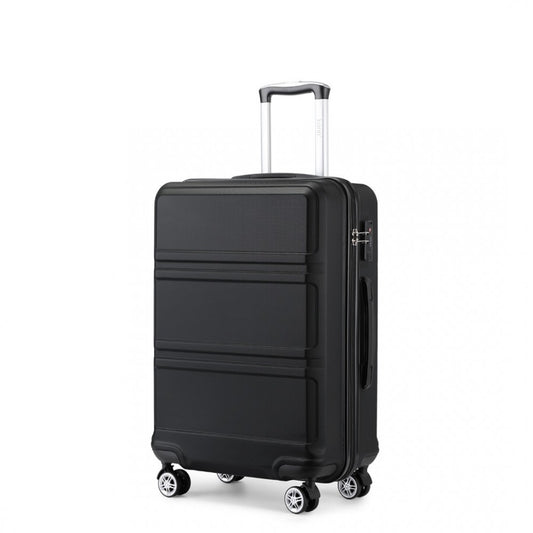 K1871-1L - KONO ABS 28 INCH SCULPTED HORIZONTAL DESIGN SUITCASE - BLACK