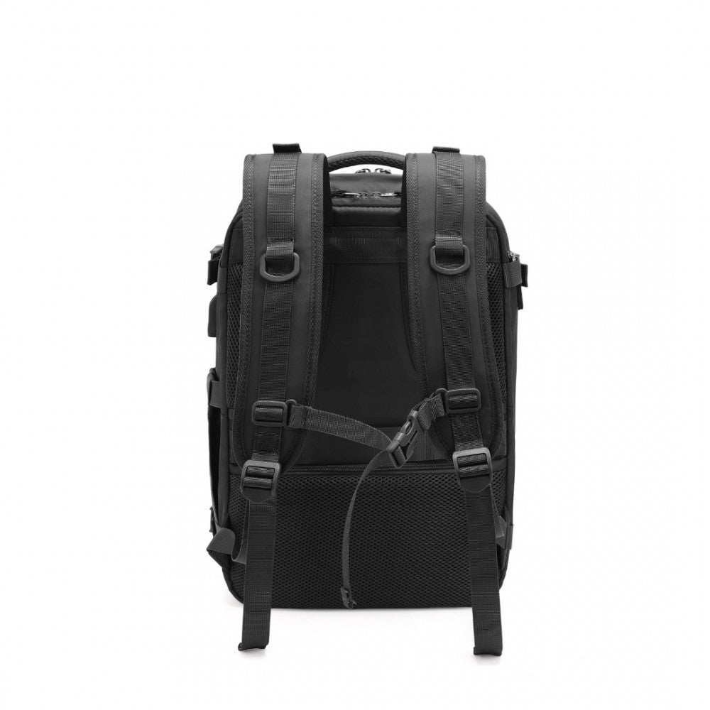 EQ2344 - KONO MULTI-FUNCTIONAL BREATHABLE TRAVEL BACKPACK WITH USB CHARGING PORT AND SEPARATE SHOE COMPARTMENT - BLACK