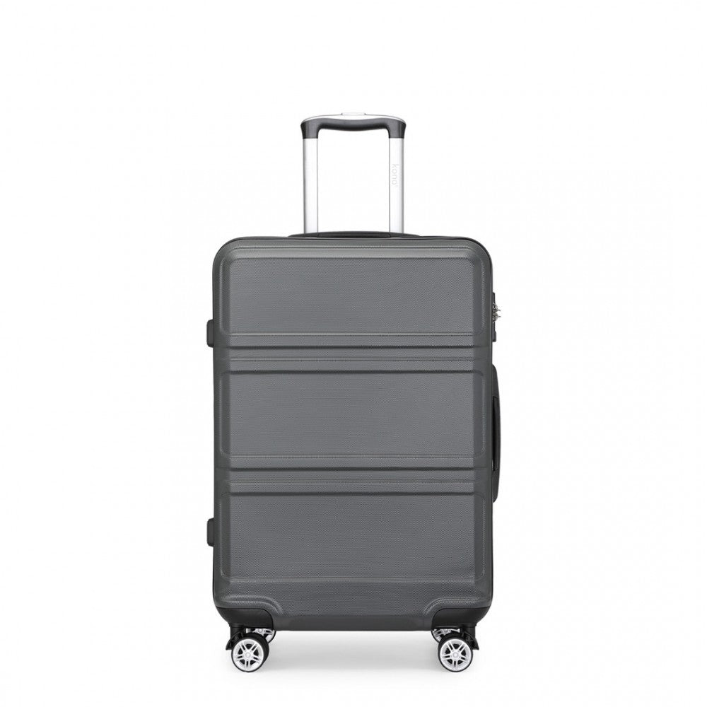 K1871-1L - KONO ABS 24 INCH SCULPTED HORIZONTAL DESIGN SUITCASE - GREY