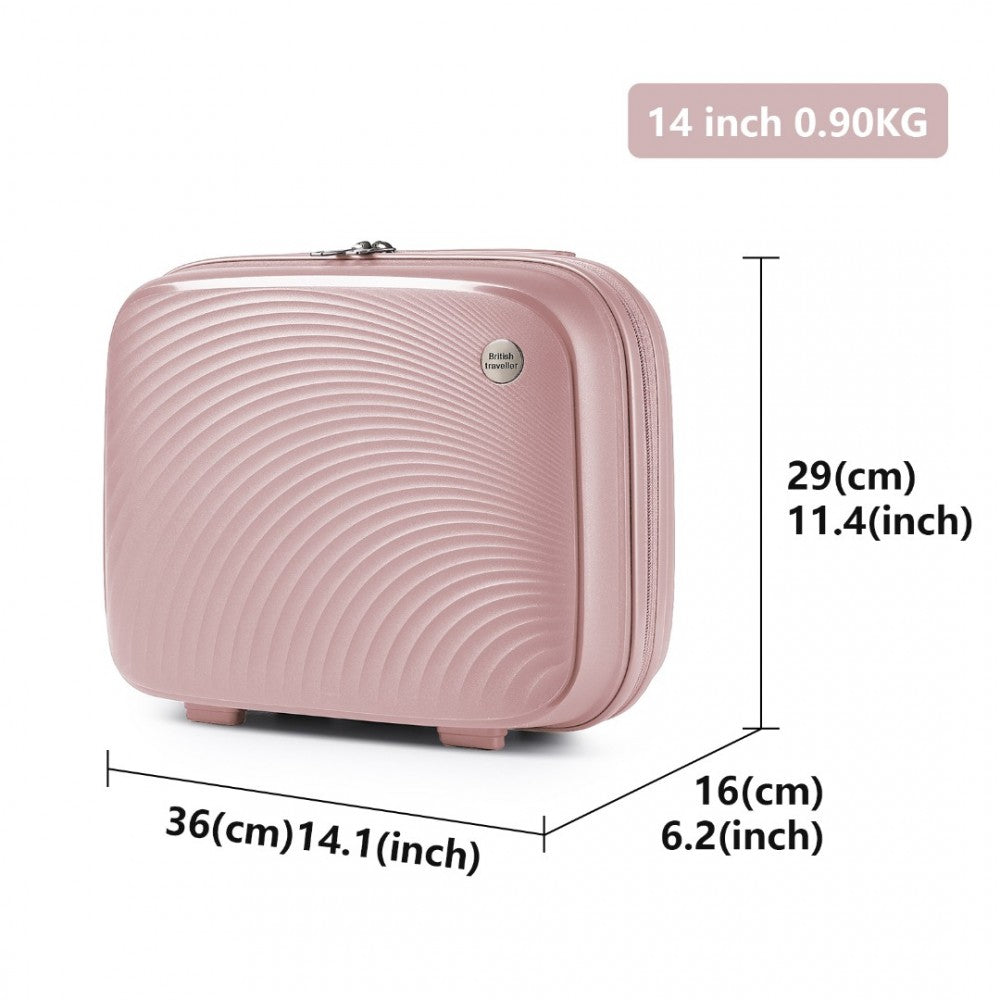 K2393L - BRITISH TRAVELLER LIGHTWEIGHT 14 INCH POLYPROPYLENE VANITY CASE - NUDE