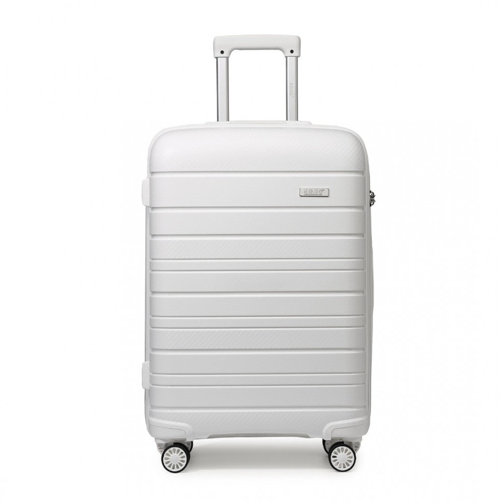 K2091L - KONO 24 INCH MULTI TEXTURE HARD SHELL PP SUITCASE - CLASSIC COLLECTION - WHITE