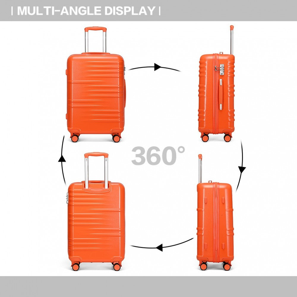 K2391L - BRITISH TRAVELLER 28 INCH DURABLE POLYCARBONATE AND ABS HARD SHELL SUITCASE WITH TSA LOCK - ORANGE