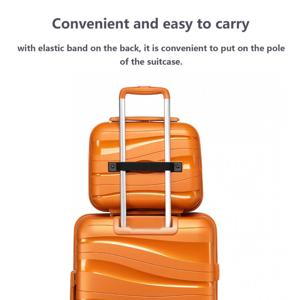 K2094L - KONO 14 INCH LIGHTWEIGHT POLYPROPYLENE HARD SHELL VANITY CASE - ORANGE