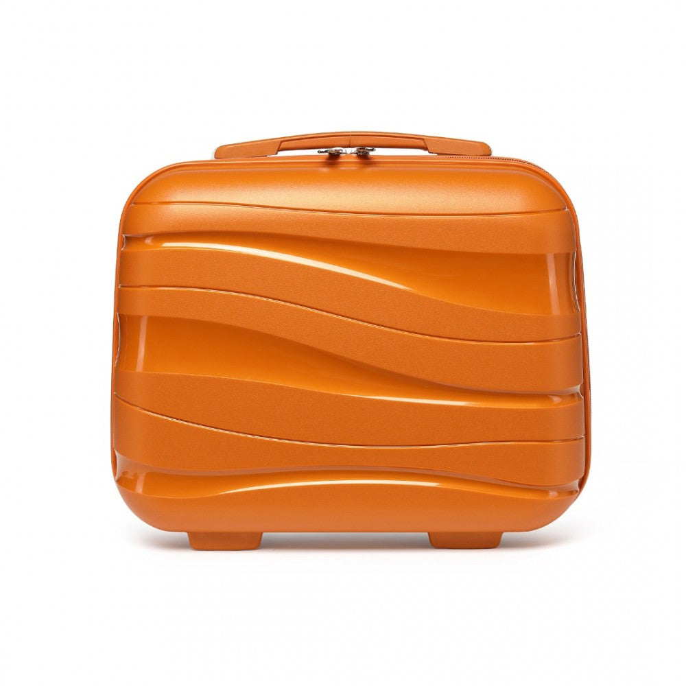 K2094L - KONO 14 INCH LIGHTWEIGHT POLYPROPYLENE HARD SHELL VANITY CASE - ORANGE