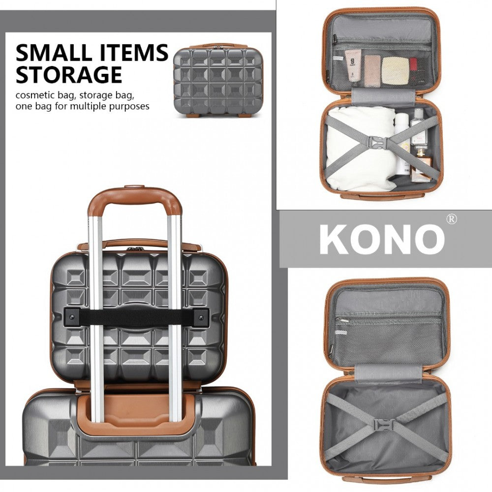 K2292L - KONO 13 INCH LIGHTWEIGHT HARD SHELL ABS VANITY CASE - GREY