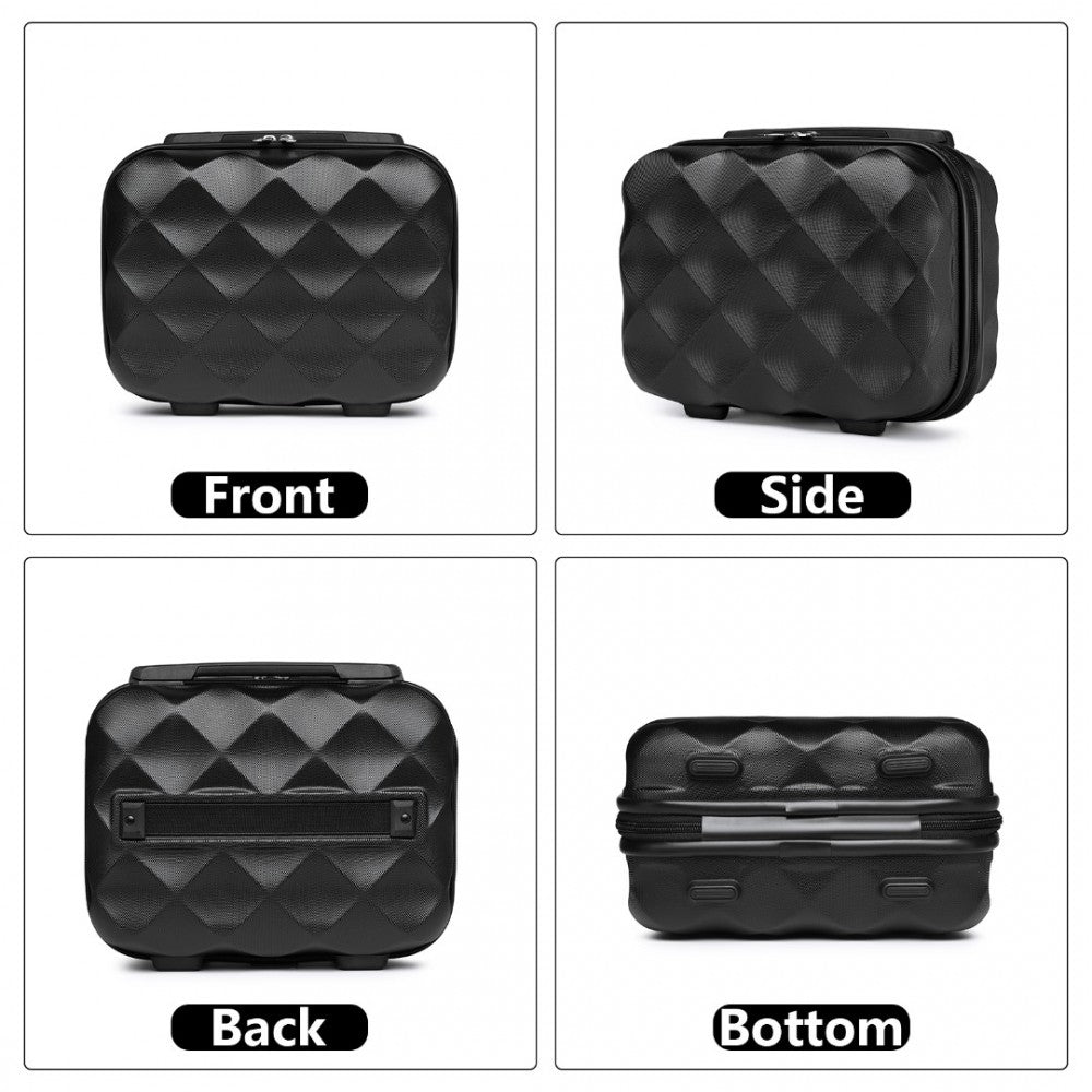 K2395L - BRITISH TRAVELLER ULTRALIGHT ABS AND POLYCARBONATE BUMPY DIAMOND 4 PCS LUGGAGE SET WITH TSA LOCK - BLACK