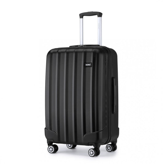 K1773-1L - KONO 28 INCH STRIPED ABS HARD SHELL LUGGAGE WITH 360-DEGREE SPINNER WHEELS - BLACK