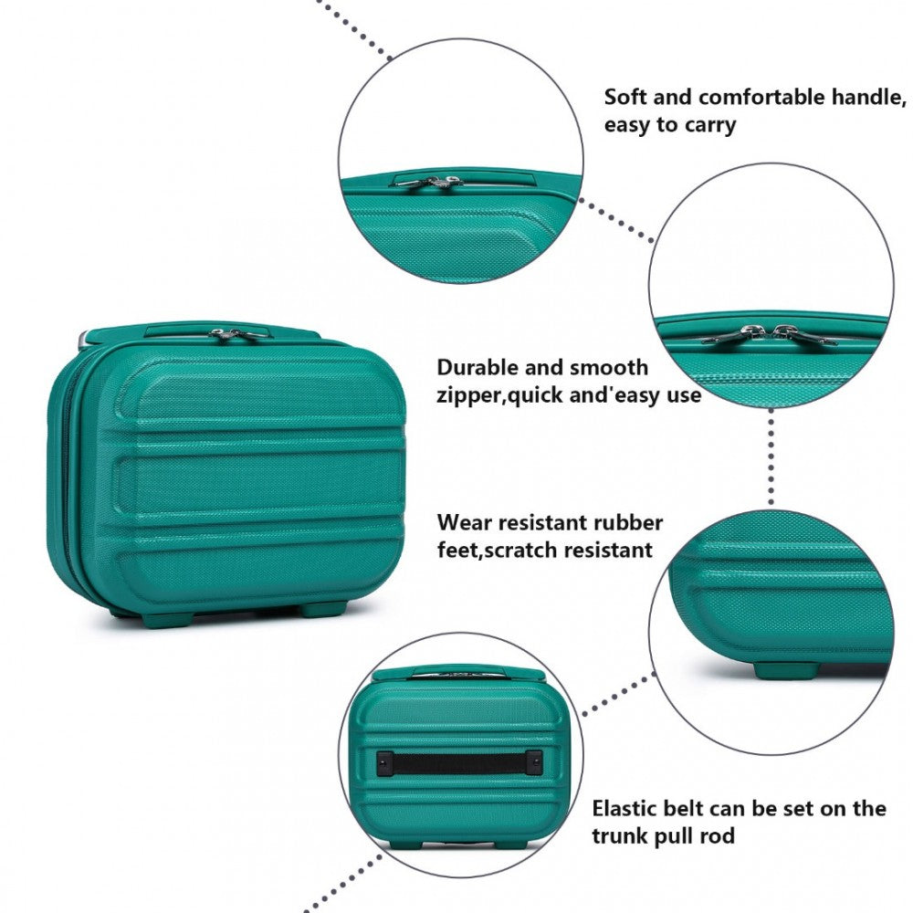 K1871-1L - KONO 12 INCH LIGHTWEIGHT HARD SHELL ABS VANITY CASE - TEAL