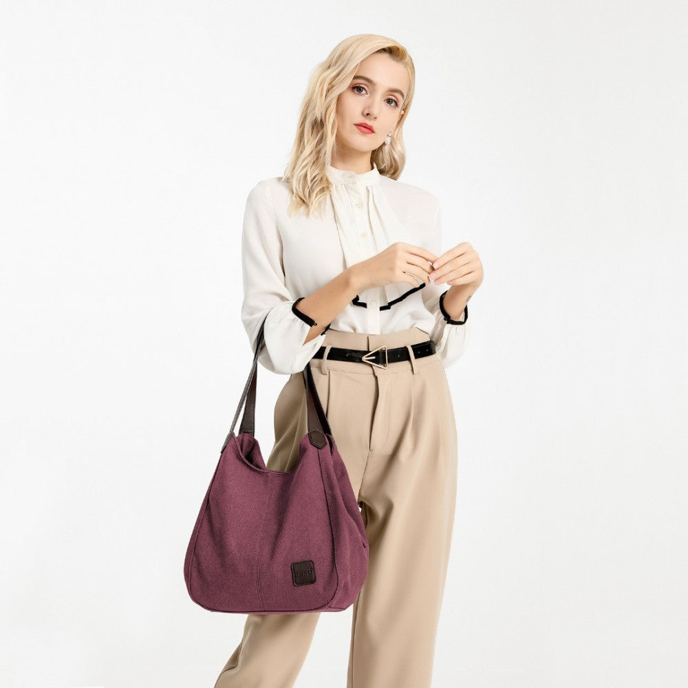 EB2040L - KONO CANVAS SHOULDER TOTE BAG - CLARET