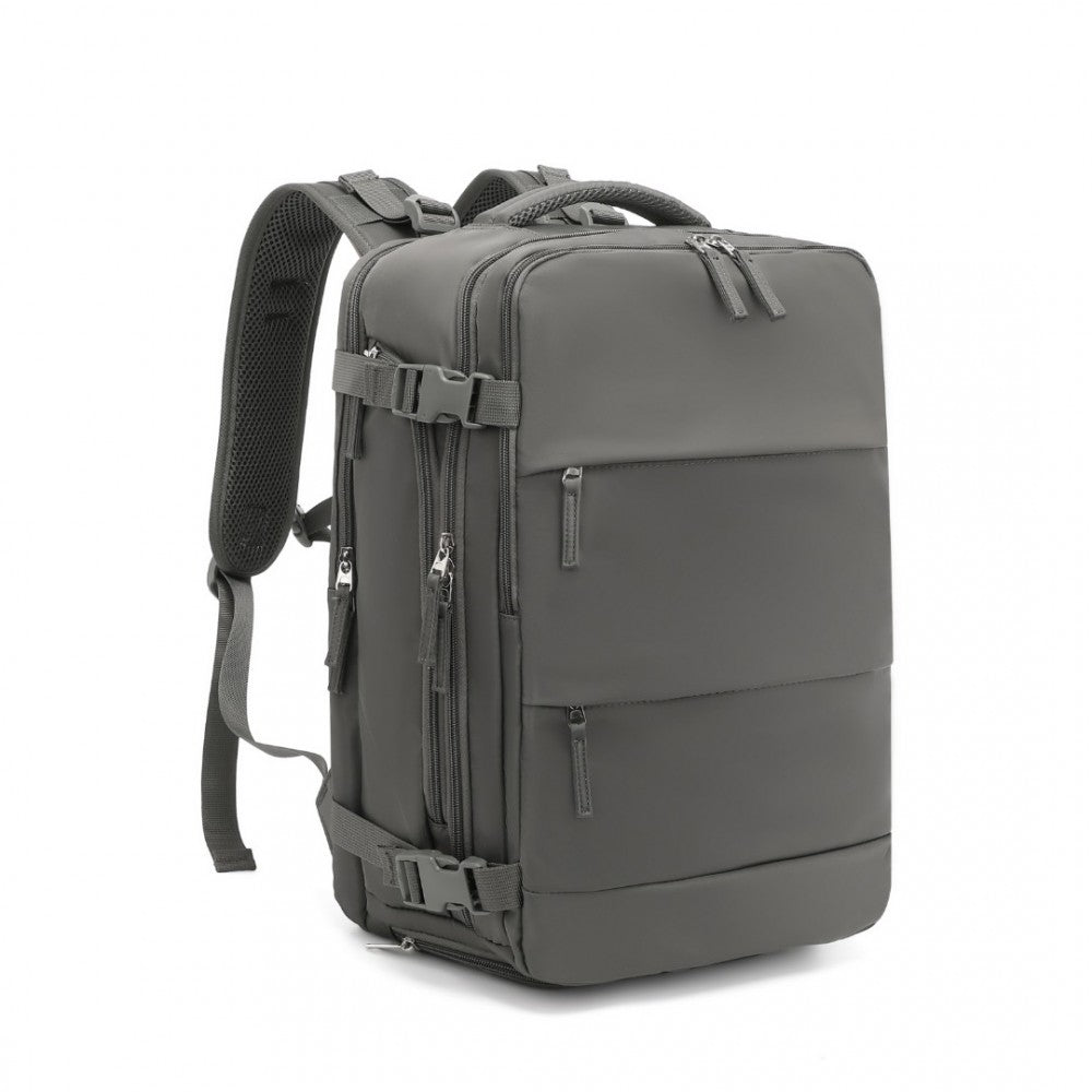 EQ2344 - KONO MULTI-FUNCTIONAL BREATHABLE TRAVEL BACKPACK WITH USB CHARGING PORT AND SEPARATE SHOE COMPARTMENT - GREY