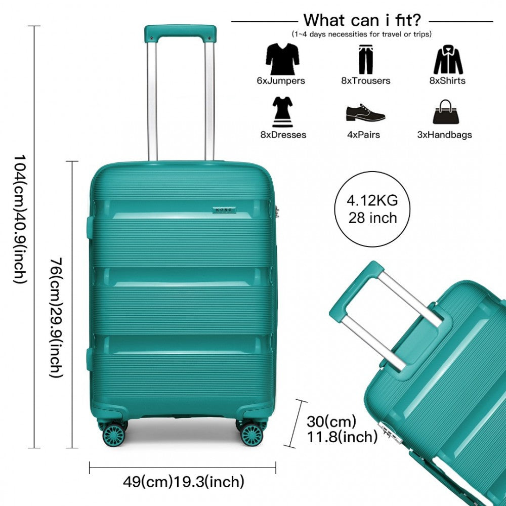 K2092L - VALIZA KONO BRIGHT HARD SHELL PP 3 PIEȚI SET - COLECȚIA CLASICĂ - TEAL