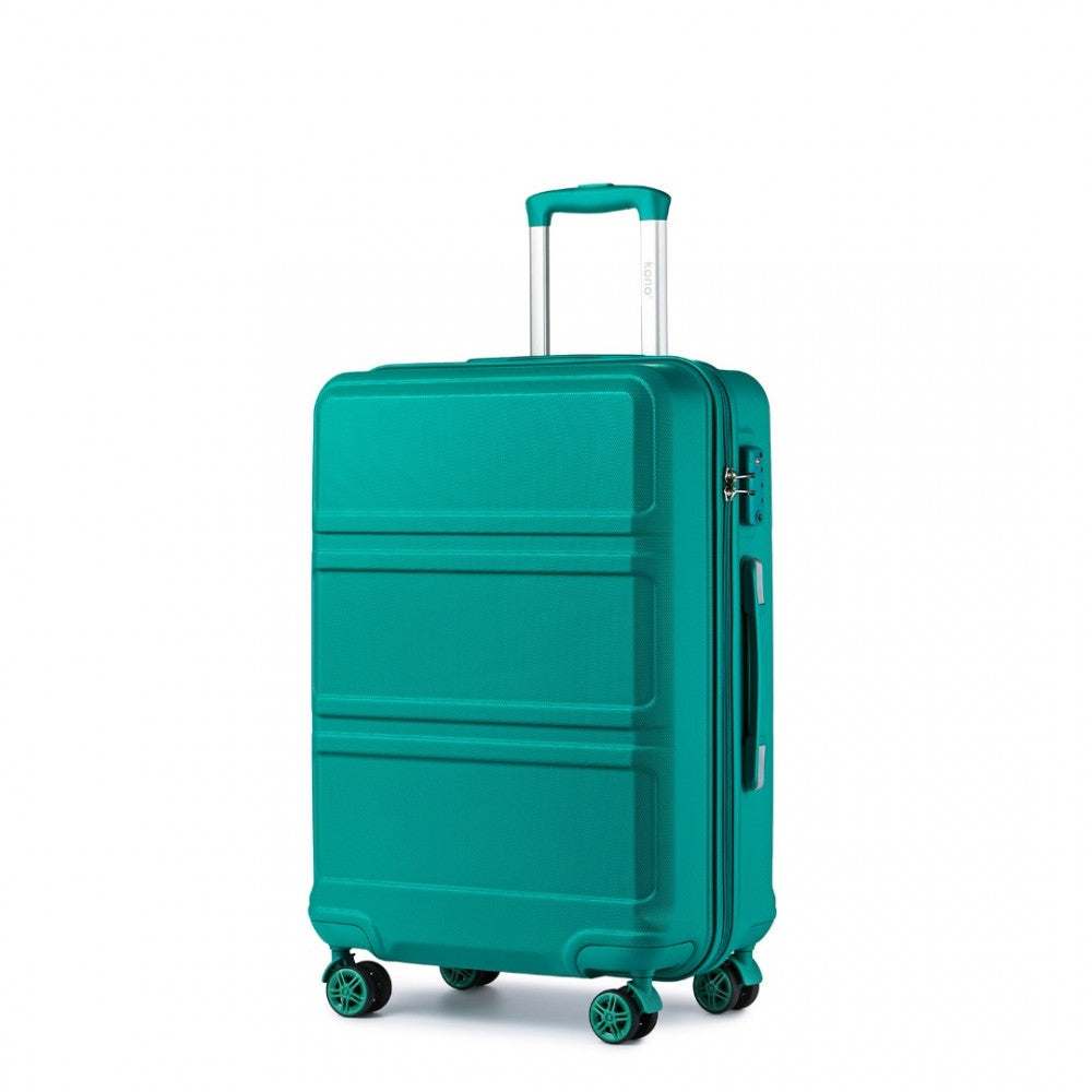 K1871-1L - KONO ABS 24 INCH SCULPTED HORIZONTAL DESIGN SUITCASE - TEAL