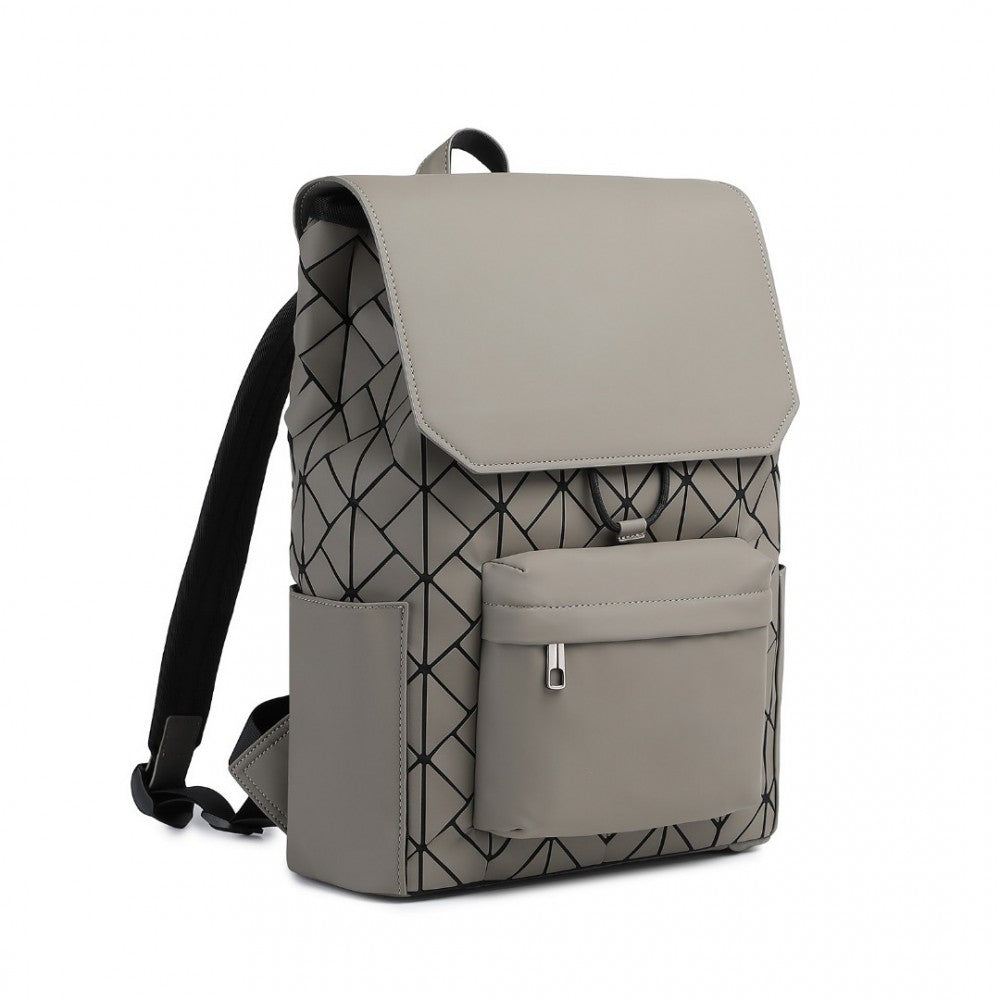 ET2417 - KONO WATER-RESISTANT URBAN GEOMETRIC BACKPACK WITH LAPTOP COMPARTMENT - GREY