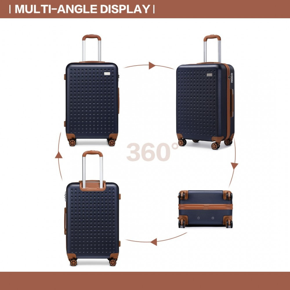 K2394L - KONO 28 INCH FLEXIBLE HARD SHELL ABS SUITCASE WITH TSA LOCK - NAVY