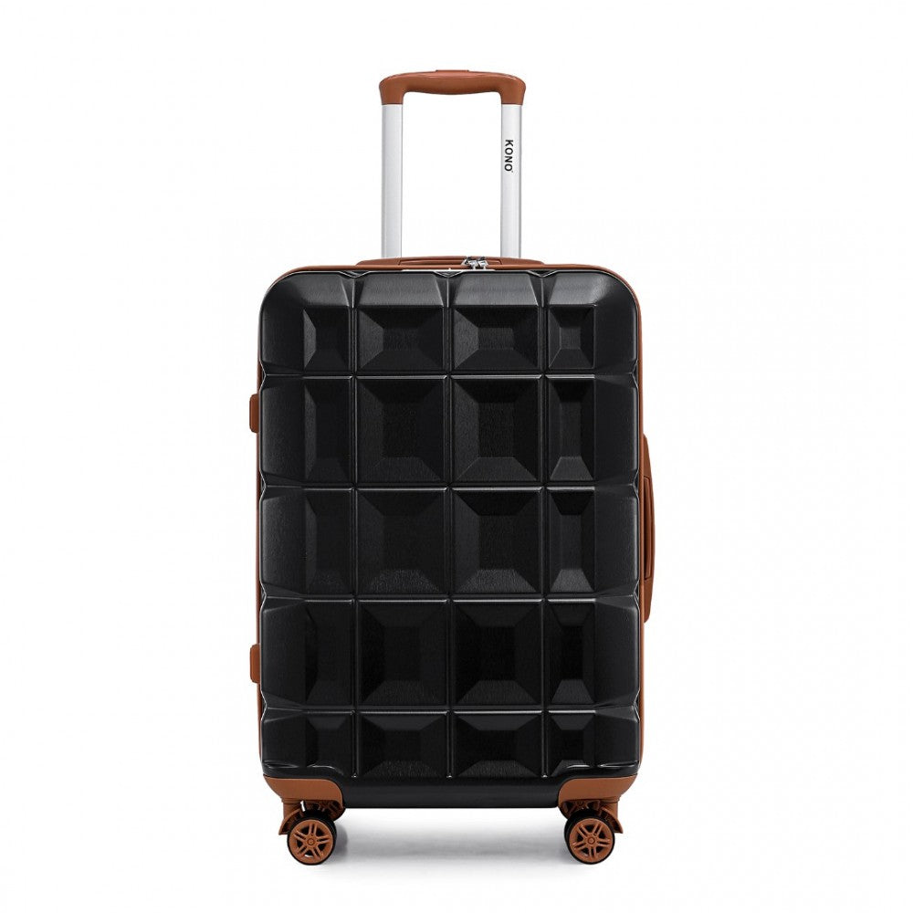 K2292L - KONO 24 INCH LIGHTWEIGHT HARD SHELL ABS SUITCASE WITH TSA LOCK - BLACK AND BROWN