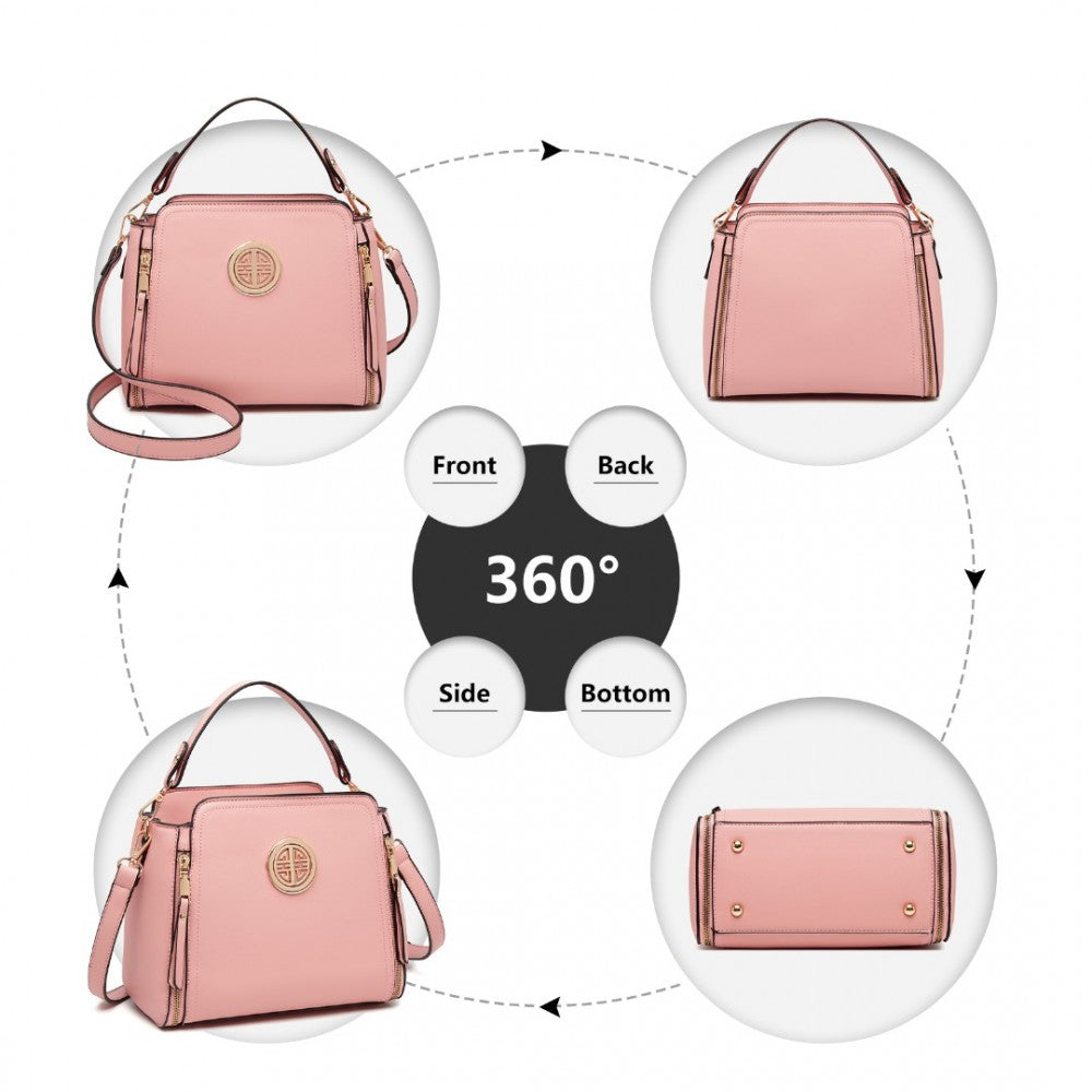 LB2126 - MISS LULU LEATHER LOOK PRACTICAL CROSSBODY BAG - PINK