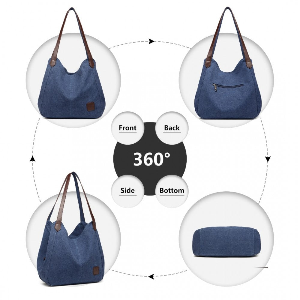 EB2040L - KONO CANVAS SHOULDER TOTE BAG - NAVY