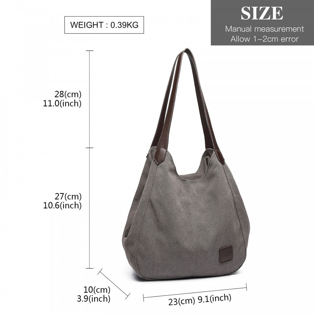 EB2040 - KONO CANVAS SHOULDER TOTE BAG - GREY