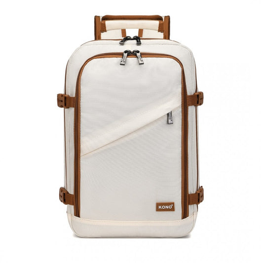 EM2231S - KONO LIGHTWEIGHT CABIN BAG TRAVEL BUSINESS BACKPACK - BEIGE AND BROWN