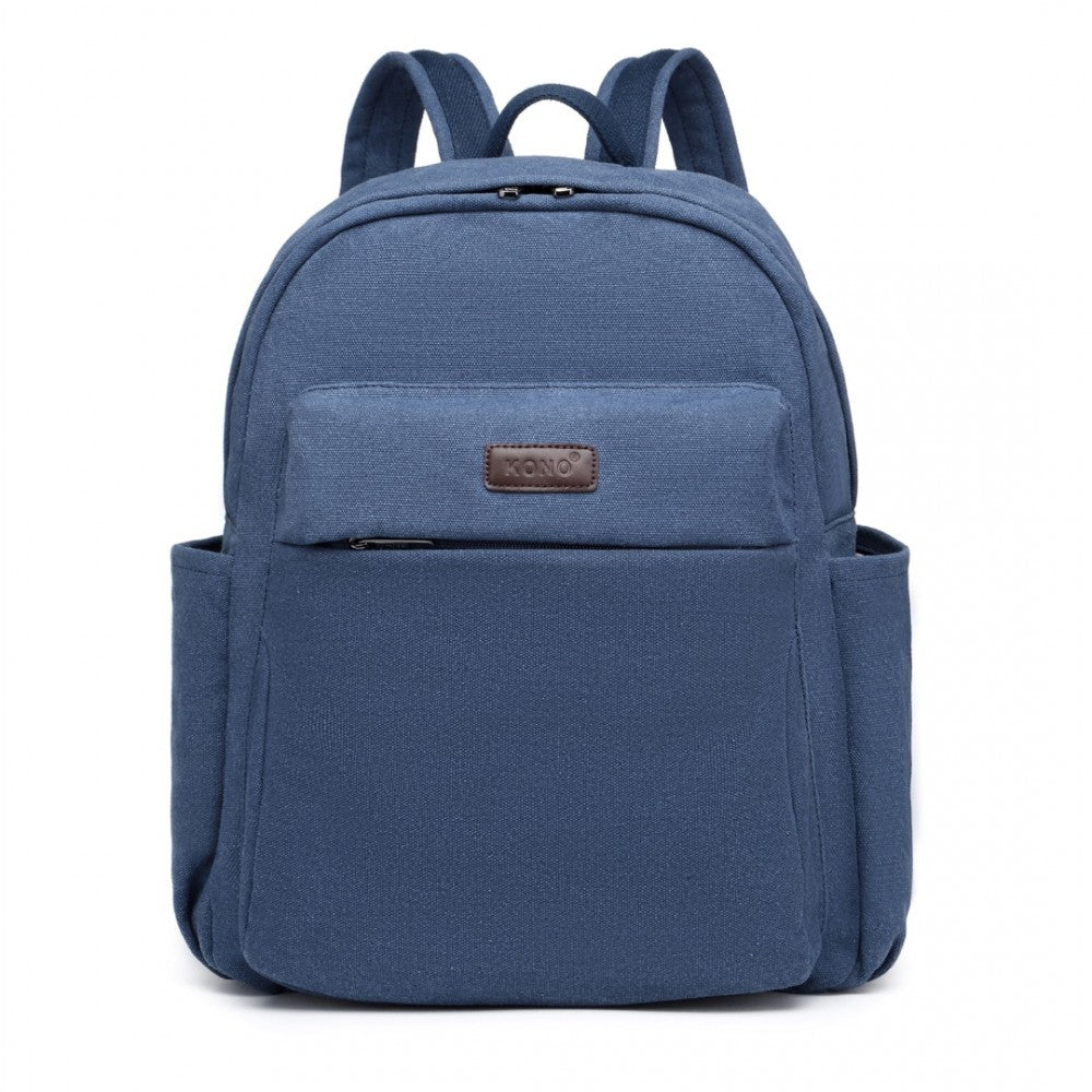 EB2234 - KONO CANVAS LIGHTWEIGHT CASUAL SCHOOL BACKPACK - NAVY