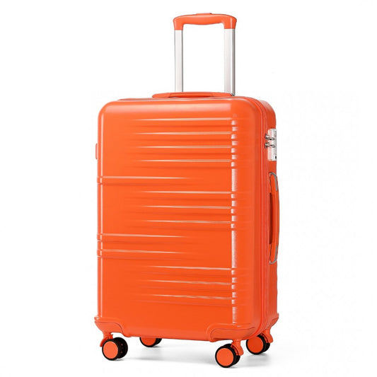 K2391L - BRITISH TRAVELLER 28 INCH DURABLE POLYCARBONATE AND ABS HARD SHELL SUITCASE WITH TSA LOCK - ORANGE