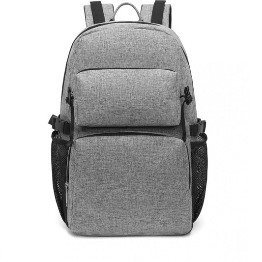 EQ2304 - KONO MEN'S VERSATILE AND SLEEK URBAN COMMUTER BACKPACK - GREY