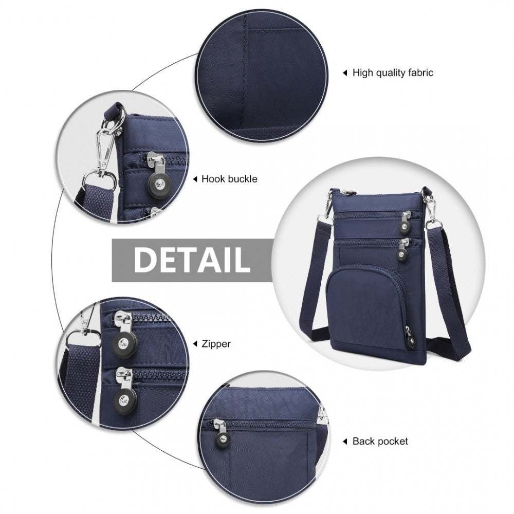 EB2228 - KONO CASUAL MULTI POCKET RFID BLOCKING CROSS BODY BAG - NAVY