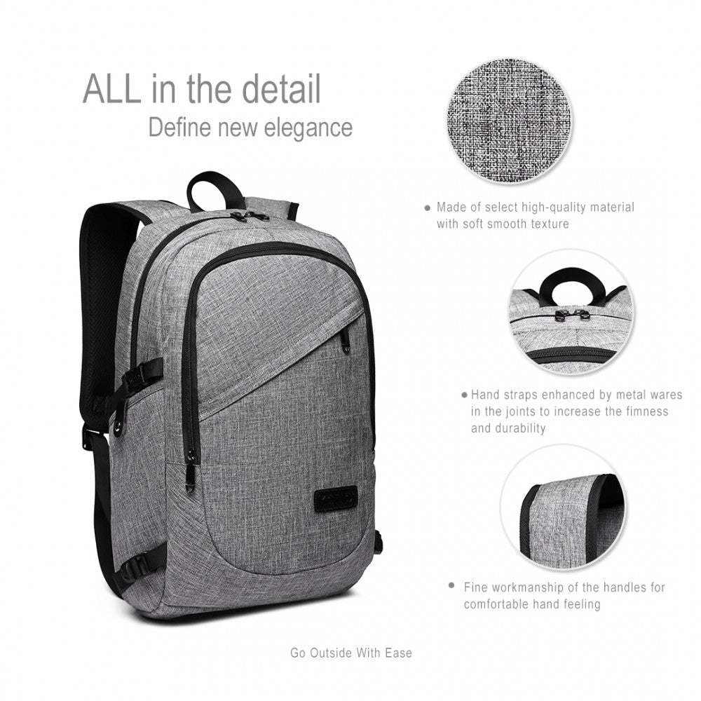 E6715 - KONO BUSINESS LAPTOP BACKPACK WITH USB CHARGING PORT - GREY