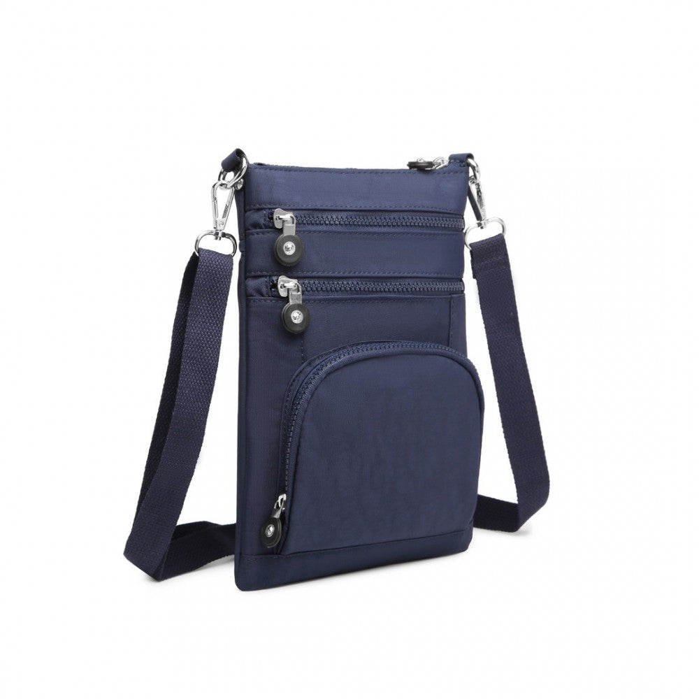 EB2228 - KONO CASUAL MULTI POCKET RFID BLOCKING CROSS BODY BAG - NAVY