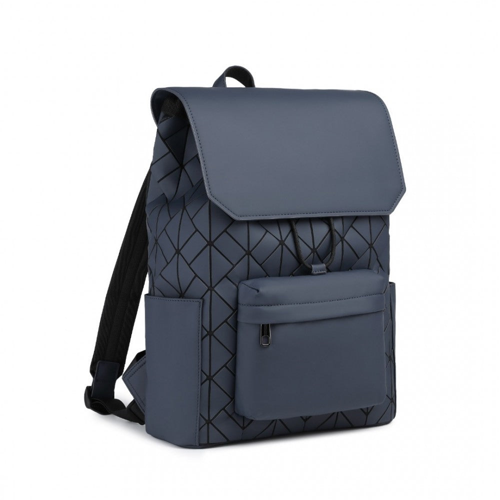 ET2417 - KONO WATER-RESISTANT URBAN GEOMETRIC BACKPACK WITH LAPTOP COMPARTMENT - BLUE